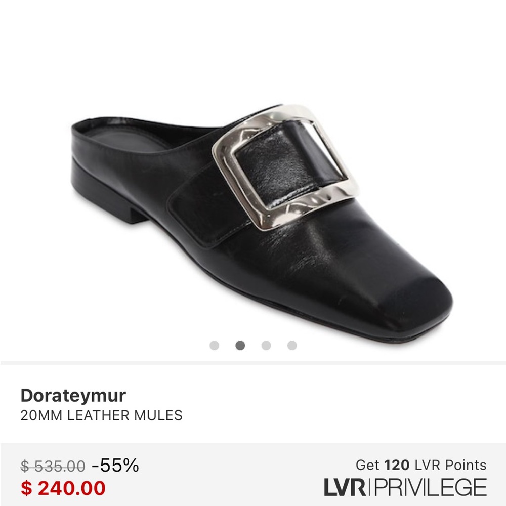 DORATEYMUR Navy Blue Buckle Leather Mules EU 37 / US 7